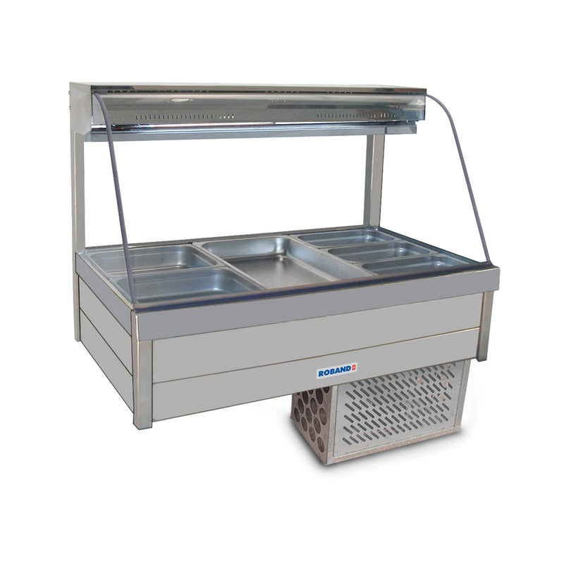 Roband Curved Glass Refrigerated Display Bar - Piped and Foamed - 6 Pans