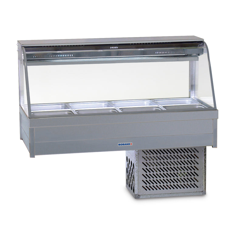 Roband Curved Glass Refrigerated Display Bar - Piped and Foamed - 8 Pans