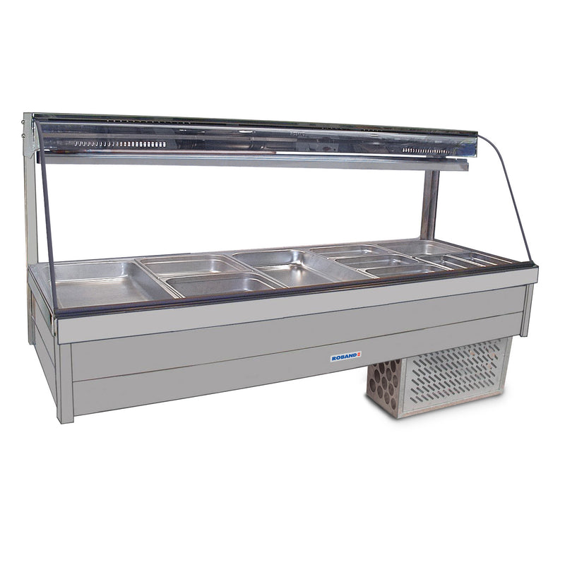 Roband Curved Glass Refrigerated Display Bar - Piped and Foamed - 10 Pans