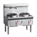 Cobra 1200mm Gas Waterless Wok - 2 Hole - 1 Chimney Burner, 1 Duckbill Burner with Leg Stand