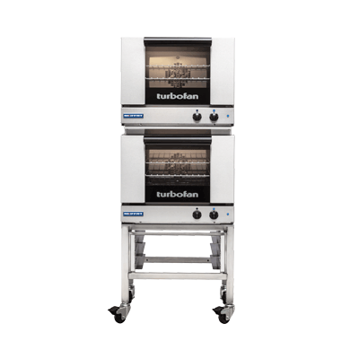 Turbofan Electric Convection oven, 2 x E22M3 double stacked with castor base stand