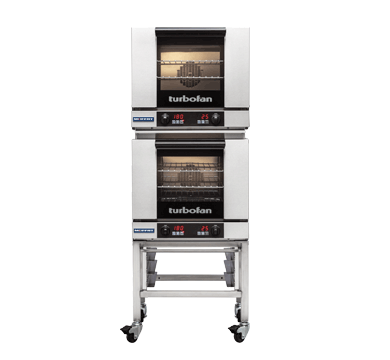 Turbofan Digital Electric Convection Oven, 2 x E23D3 double stacked with castor base stand