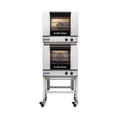 Turbofan Electric Convection Oven, 2 x E23M3 double stacked with castor base stand