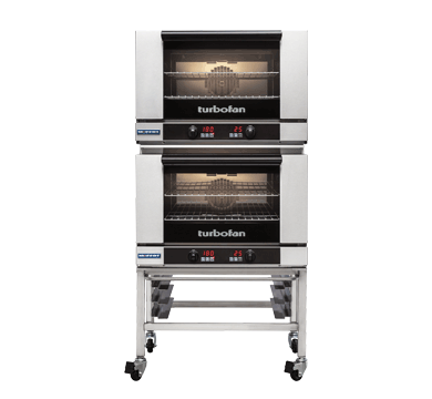 Turbofan Digital Electric Convection Oven, 2 x E27D2 double stacked with castor base stand