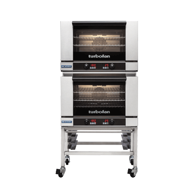 Turbofan Digital Electric Convection Oven, 2 x E27D3 double stacked with castor base stand