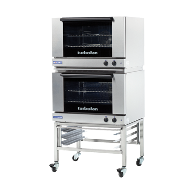 Turbofan Electric Convection Oven, 2 x E27M2 double stacked with adjustable feet base stand