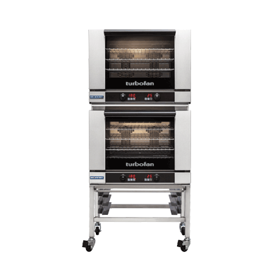 Turbofan Digital Electric Convection Oven, 2 x E28D4 double stacked with castor base stand