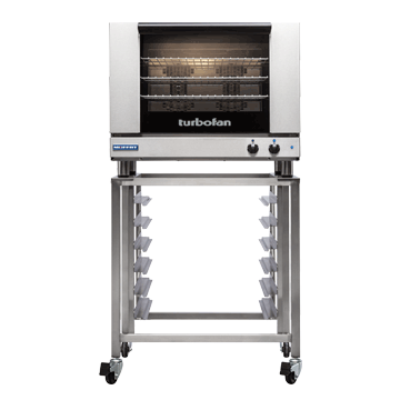 Turbofan Electric Convection Oven, 2 x E28M4 double stacked with castor base stand