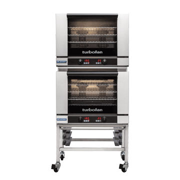 Turbofan Touch Screen Electric Convection Oven, 2 x E28T4 double stacked with castor base stand