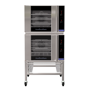 Turbofan Electric Convection Oven, 2 x E30M3 double stacked with castor base stand
