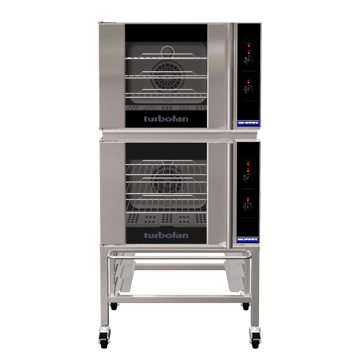 Turbofan Electric Convection Oven, 2 x E30M3 double stacked with adjustable feet base stand