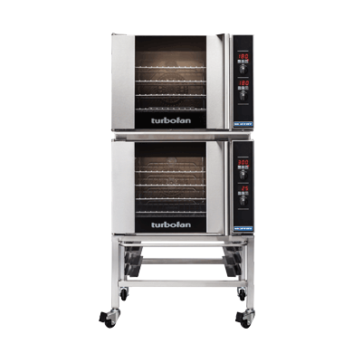 Turbofan Digital Electric Convection Oven, 2 x E31D4 double stacked with castor base stand