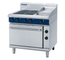 Blue Seal 900mm electric range static oven, 4 x 2.4kW open radiant elements, 300mm griddle plate