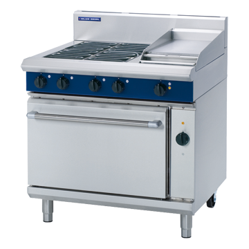 Blue Seal 900mm Electric Range Convection Oven 2/1GN - 4 x 2.4kW Open Burners 300mm Griddle