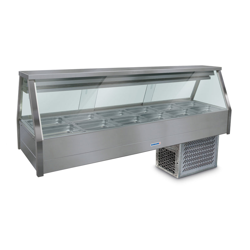 Roband Straight Glass Refrigerated Display Bar - Piped and Foamed - 12 Pans