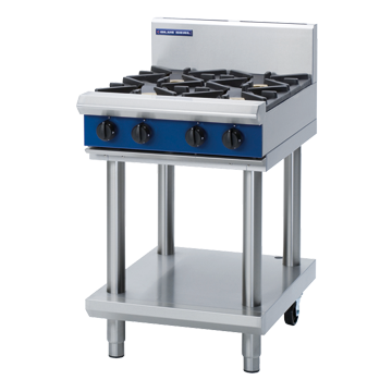 Blue Seal 600mm Gas Cooktop 4 Burner Leg Stand - 2B 300mm Griddle 76MJ/Hr