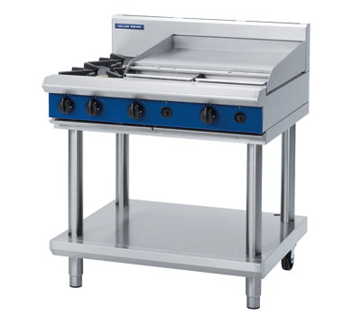 Blue Seal 900mm gas Cooktop 2 Open Burners 900mm Griddle Plate