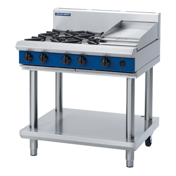 Blue Seal 900mm Gas Cooktop 6 Burner Leg Stand - 4B 300mm Griddle 132MJ/Hr