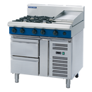 Blue Seal 900mm Gas Cooktop 6 Burner Refrig Base 2x1/1GN Drawers - 4B 300mm Griddle 132MJ/Hr