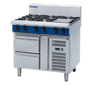 Blue Seal 6 Burner cook top on Refrigerated Base
