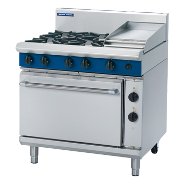 Blue Seal 900mm Gas Range Electric Static Oven 6 Burner 2/1GN - 4B 300mm Griddle 162MJ/Hr