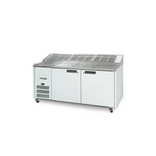 Jade Pizza - 2 Door White Colorbond Pizza Prep Counter Refrigerator With Blown Air Well