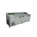 Jade Pizza - 3 Door S/S Pizza Prep Counter Refrigerator With Blown Air Well
