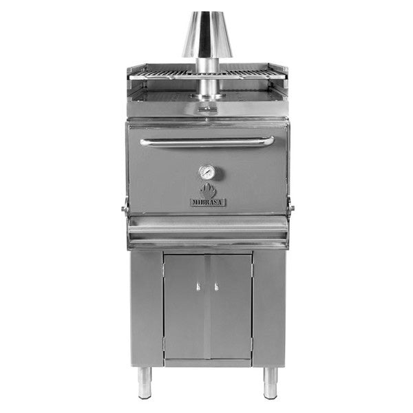 Mibrasa Charcoal Oven w/ Cupboard- Heating Rack - 110 Diners - Inox