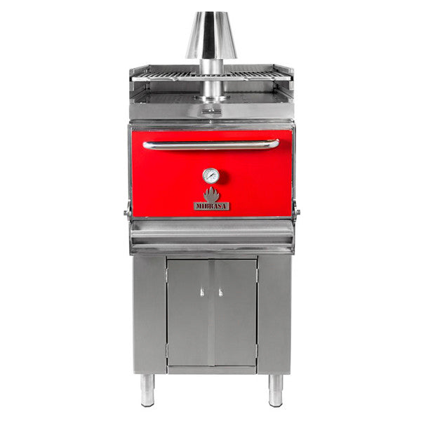 Mibrasa Charcoal Oven w/ Cupboard- Heating Rack - 110 Diners - Red
