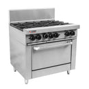 Trueheat 6 Open Burner Range with Gas Static Oven