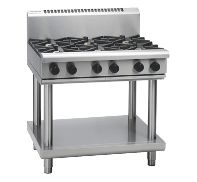 Waldorf Gas Cooktop, 6 Burners on Leg Stand
