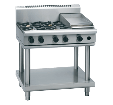 Waldorf 900mm Gas Cooktop Low Back Leg Stand - 4 Burner 300mm Griddle