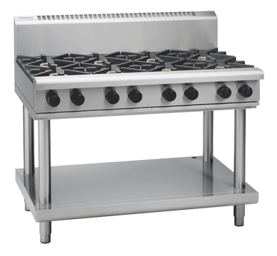 Waldorf 1200mm Gas Cooktop Low Back Leg Stand - 4 Burner 600mm Griddle