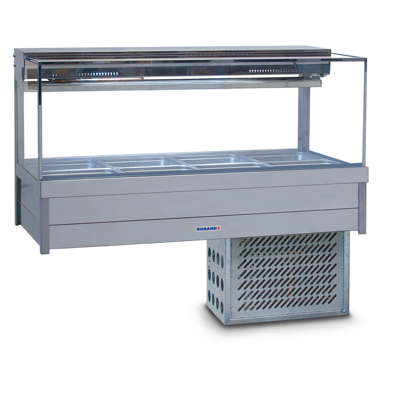Roband Square Glass Refrigerated Display Bar - Piped and Foamed - 8 Pans