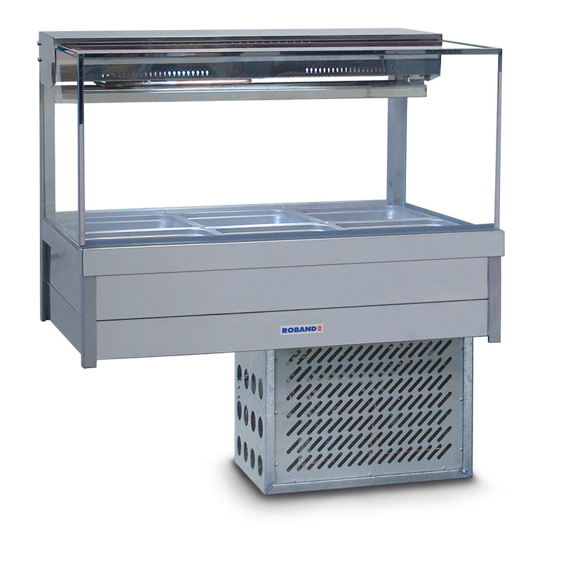 Roband Square Glass Refrigerated Display Bar - 6 Pans