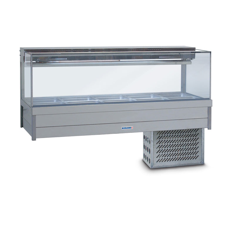Roband Square Glass Refrigerated Display Bar - 10 Pans