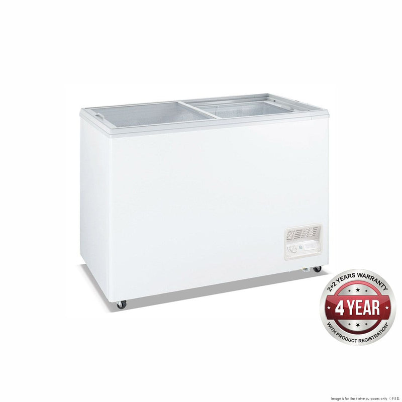 Thermaster 200L Two Flat Glass Sliding Lids Chest Freezer with Castors 780 x 680 x 844mm