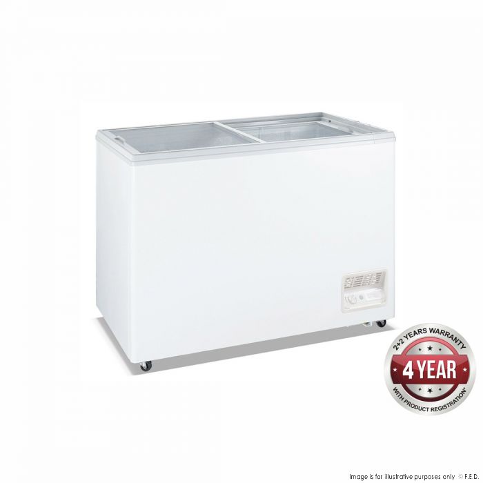 Thermaster 520L Two Flat Glass Sliding Lids Chest Freezer with Castors 1500 x 700 x 903mm