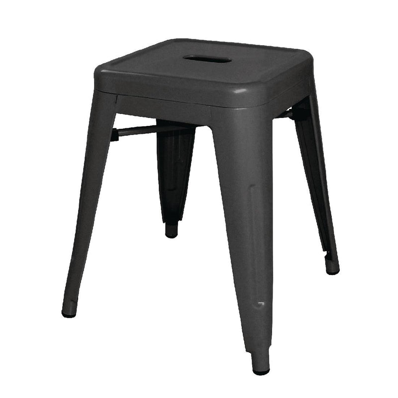 Bolero Black Steel Bistro Low Stool (Pack 4)