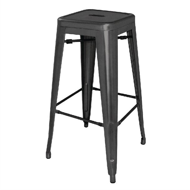 Bolero Black Steel Bistro High Stool (Pack 4)