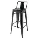 Bolero Black Steel Bistro High Stool with Backrest (Pack 4)