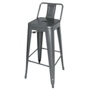 Bolero Gun Metal Grey Steel Bistro High Stool with backrest (Pack 4)