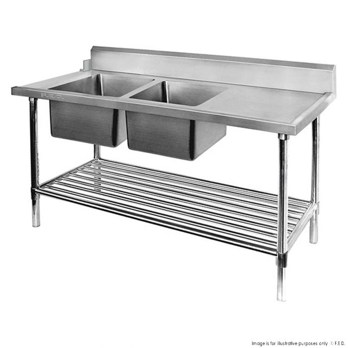 Double Left Handed Sink Bench for Dishwasher 1800x700x900mm