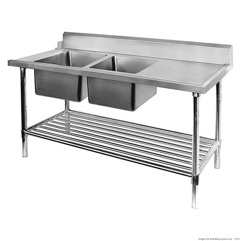 Double Left Handed Sink Bench for Dishwasher 2400x700x900mm