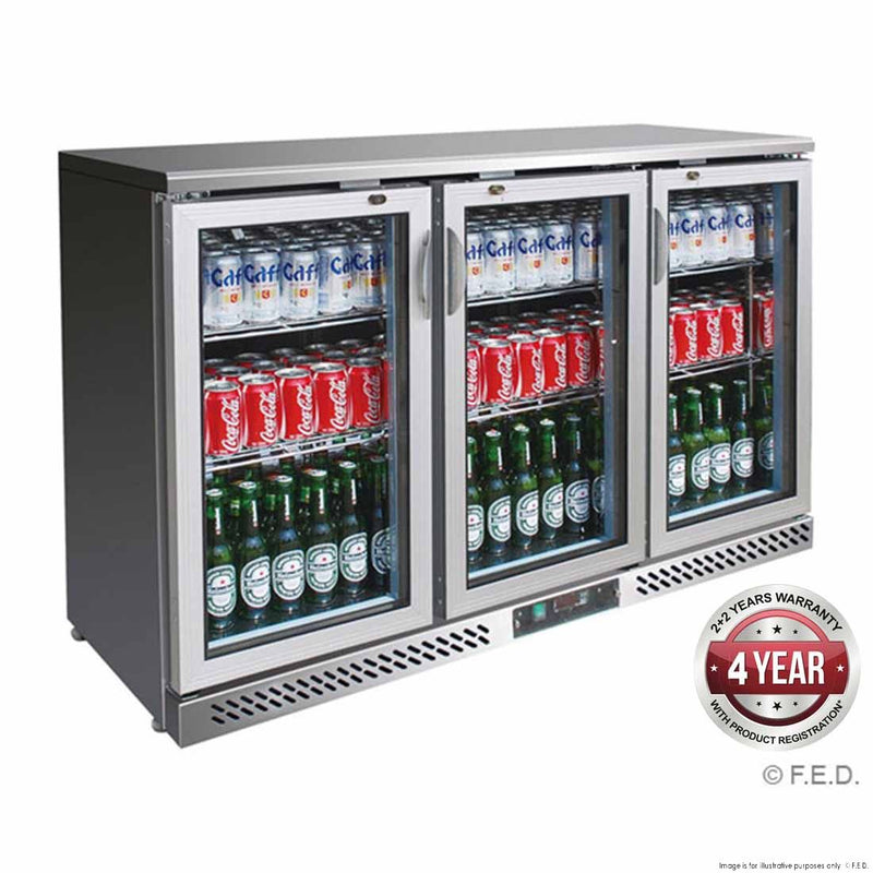 Thermaster 320L Three Door S/S Bar Cooler 1350 x 535 x 900mm