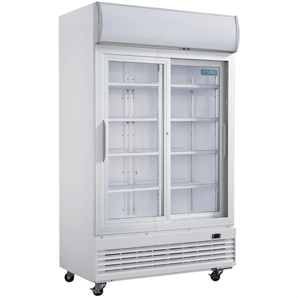 Polar G-Series Upright Display Cooler with Light Box Sliding Door - 950Ltr