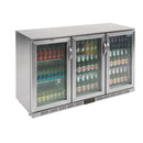 Polar 330Ltr S/S 3 Hinged Glass Door Back Bar Cooler 1350x520x900