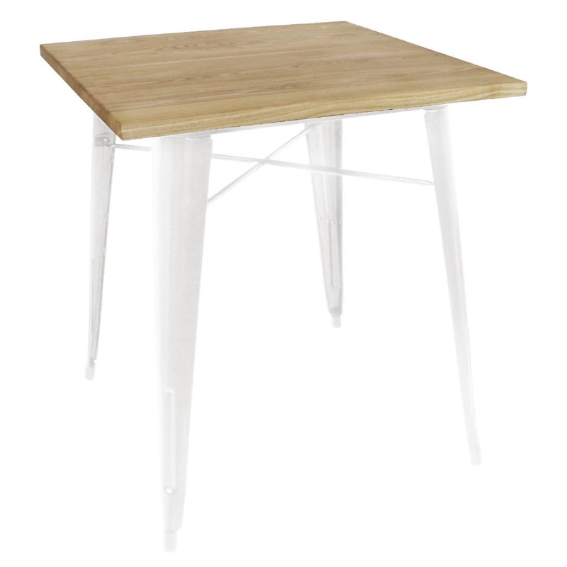 Bolero 700mm Square Steel Bistro Table with Wooden Top (White)