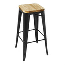 Bolero Steel  Bistro High Stool with Wooden Seatpad (Black) (Pack 4)