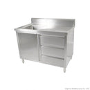 Single Sink Cabinet with Drawers and Doors Sink on Left 1200x600x900+150mm